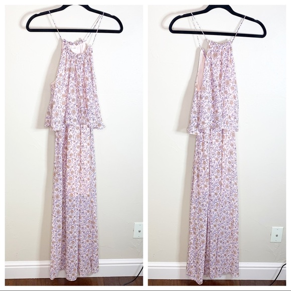 H&M Conscious Pink Floral Sleeveless Layered Chiffon Maxi Dress - Picture 2 of 9